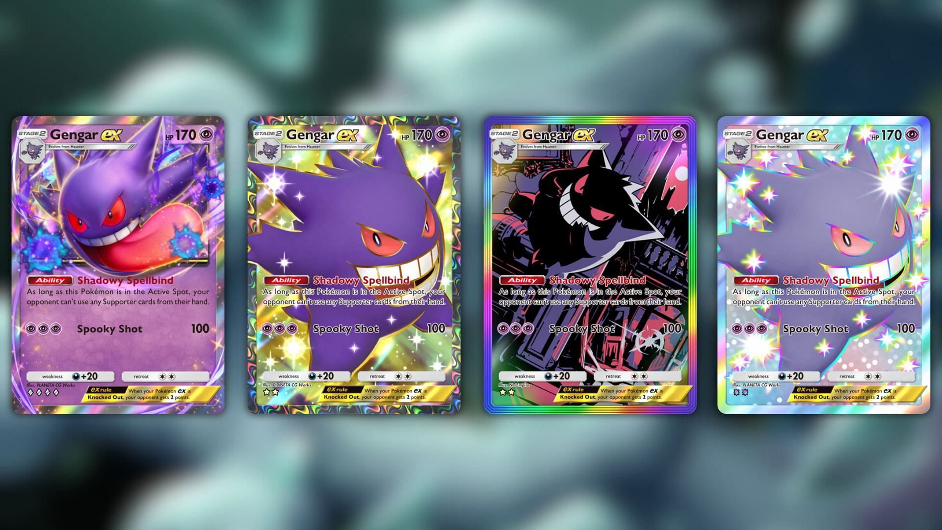 All Gengar ex variants in the game (Image via The Pokemon Company)